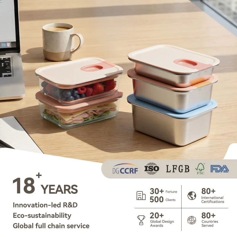 IKOO Glide Ease Stainless Steel Food Storage Container with Lid