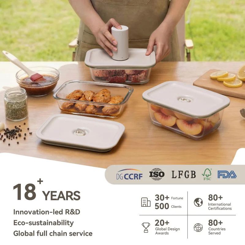 IKOO BPA Free Vacuum Glass Containers -40°C to 560°C Dishwasher Safe