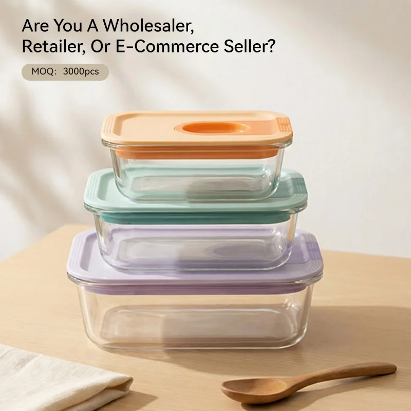 IKOO One-Handed Opening Borosilicate Glass Food Storage Container