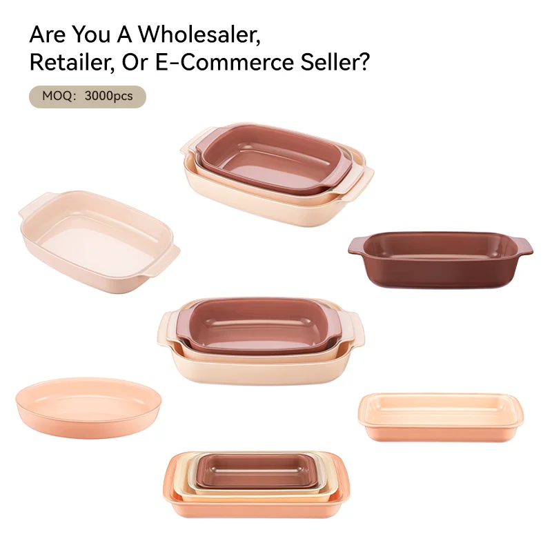 Deep Colored Glass Baking Dish Set with Coating for Food Prep and Baking