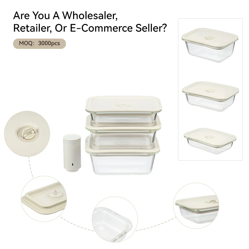 IKOO BPA Free Vacuum Glass Containers -40°C to 560°C Dishwasher Safe