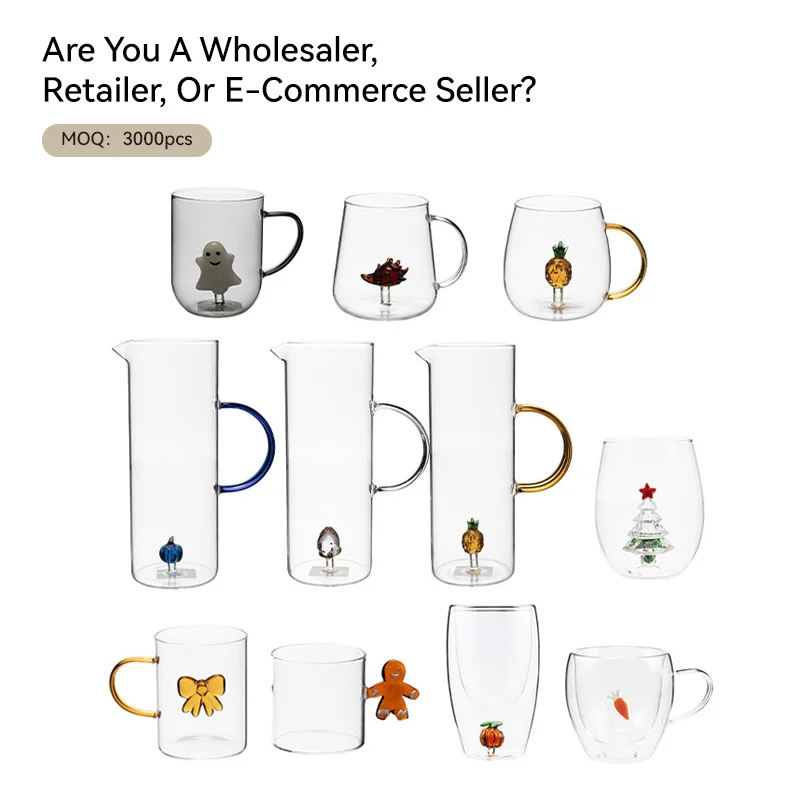 IKOO Professional Manufacturer 3D Coffee Cup Crystal Glass Animal Plant Inner Cup Wish Cup as A Gift-Party Office Morning Mugs for Milk Chocolate Cappuccino, Suitable for Home Office Decoration