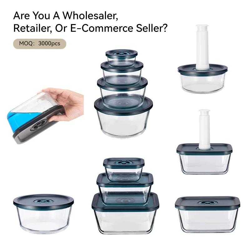 Borosilicate Glass Food Storage Container with Powerful Vacuum Pump