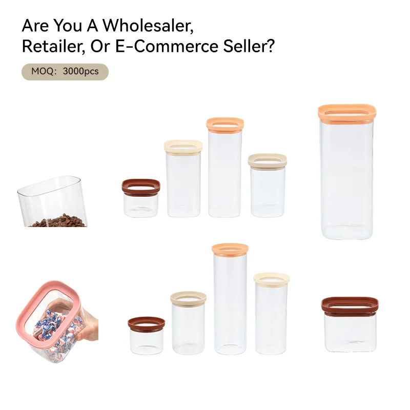 IKOO Borosilicate Glass Canister with Tempered Lid – Multiple Sizes