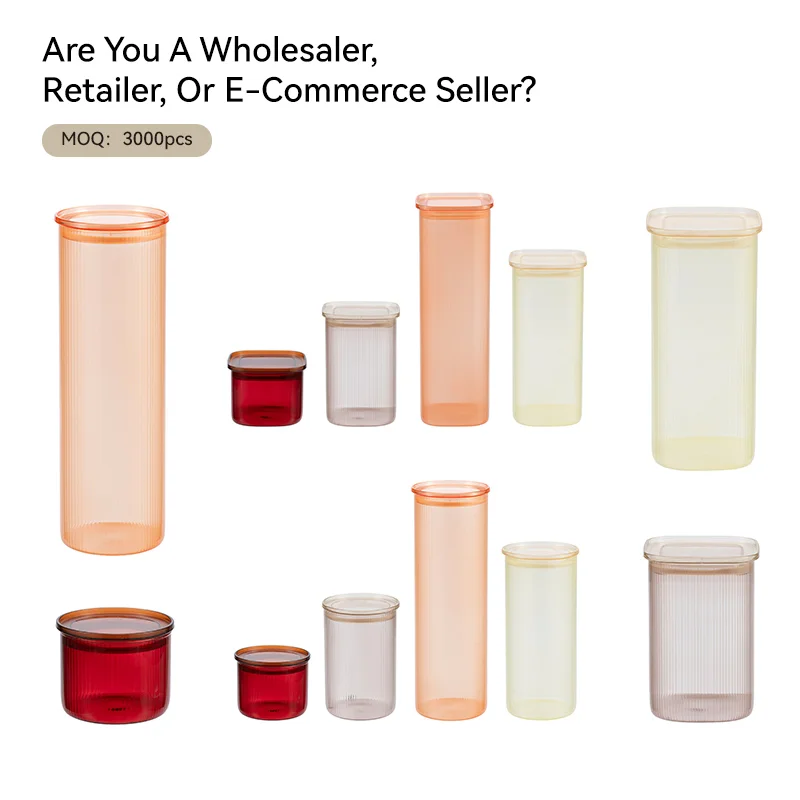 High Borosilicate Glass Canister with PS Lid for Kitchen Storage