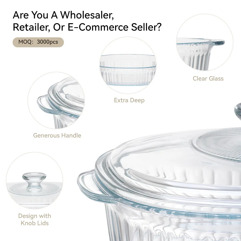 IKOO Lead-Free High Borosilicate Glass Casserole Dish with Lid