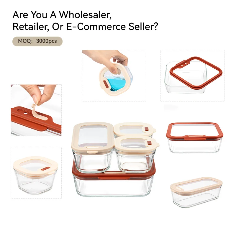 IKOO High Borosilicate Glass Food Container Set 560ml 1370ml