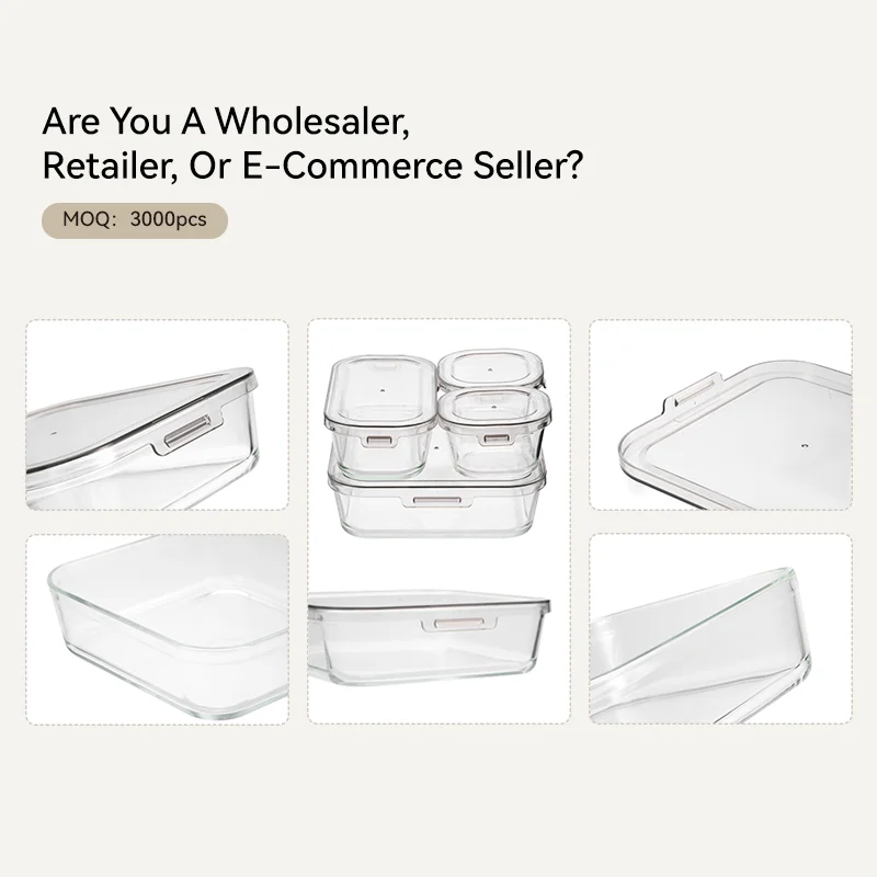 IKOO Various Sizes Stackable & Space Saving Glass Containers with PC Lid