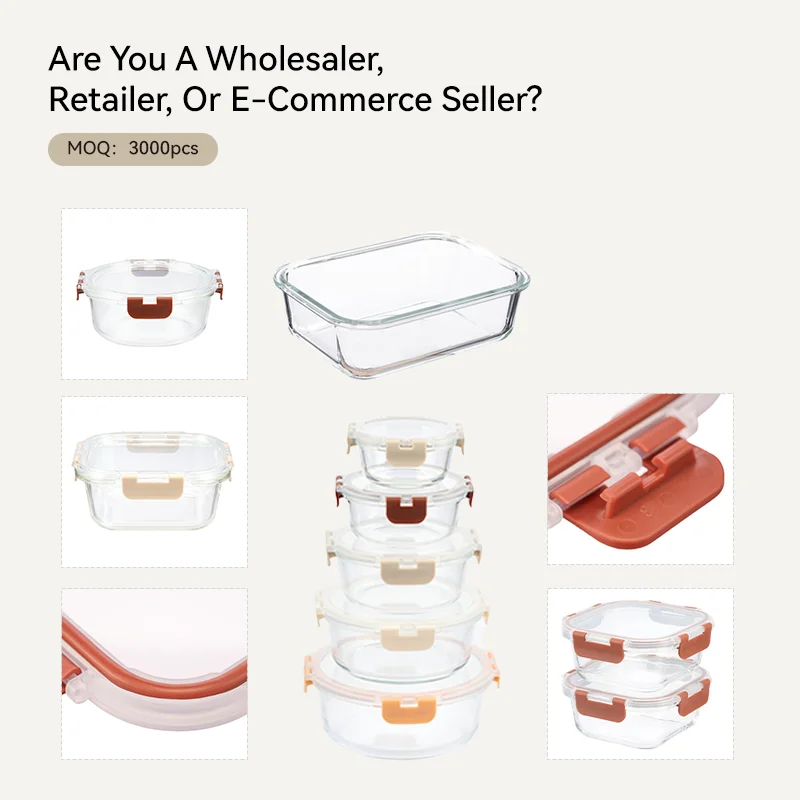 IKOO Airtight Glass Lunch Containers with Snap Locking Lids