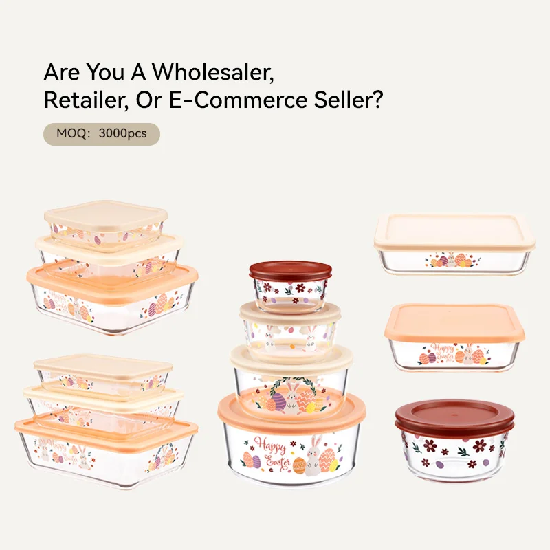 IKOO Bulk Buy Glass Food Storage Containers with Lids