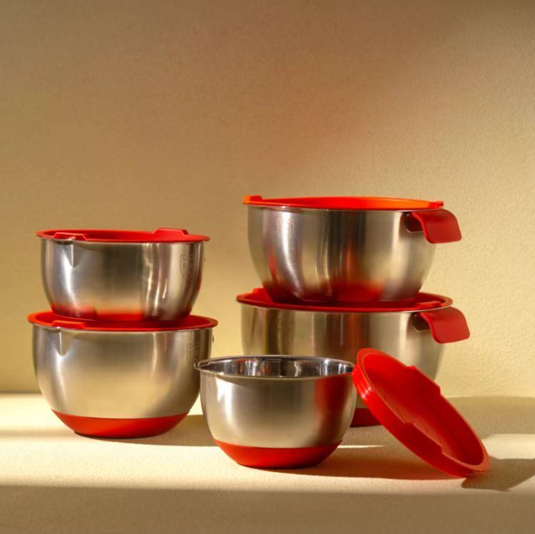 IKOO Stainless Steel Metal Nesting Storage Bowls with Non-Slip Bottoms
