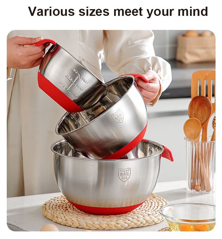 IKOO Stainless Steel Metal Nesting Storage Bowls with Non-Slip Bottoms