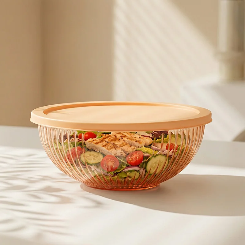 IKOO Sculpted Glass Mixing Bowls Set With Lids For Prepping, Baking and Cooking