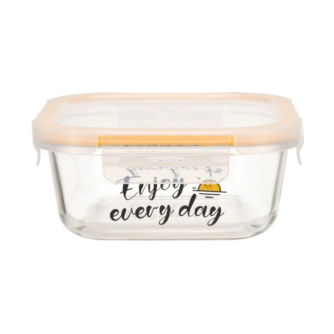 4-Lock Oven Safe Rectangular Custom Glass Food Container with High Borosilicate Glass 1