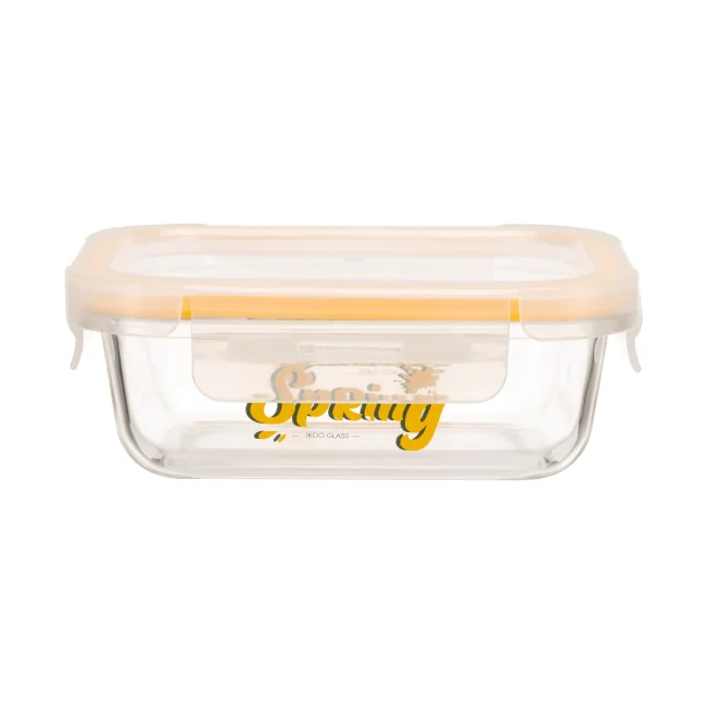 4-Lock Oven Safe Rectangular Custom Glass Food Container with High Borosilicate Glass 0