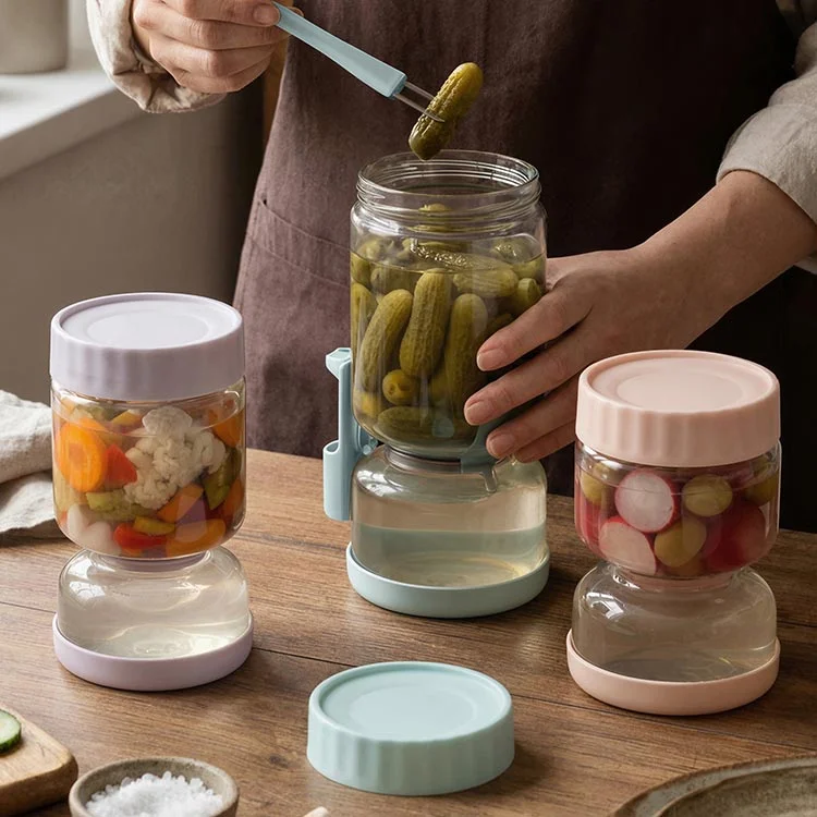 Borosilicate Glass Pickle Jar with Strainer Flip