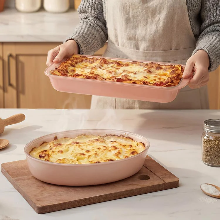 Plat de cuisson en verre borosilicaté coloré translucide de marque privée IKOO