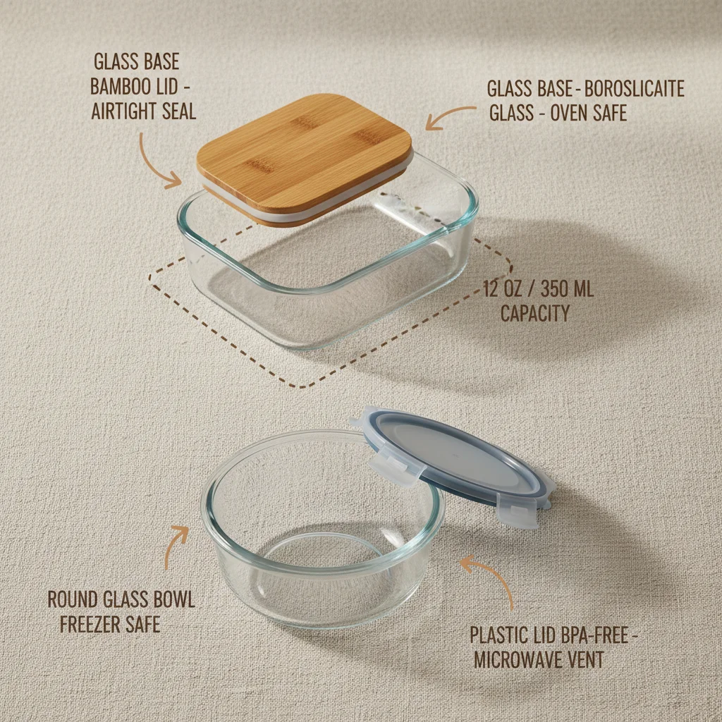 Premium 12 oz Glass Food Storage Containers