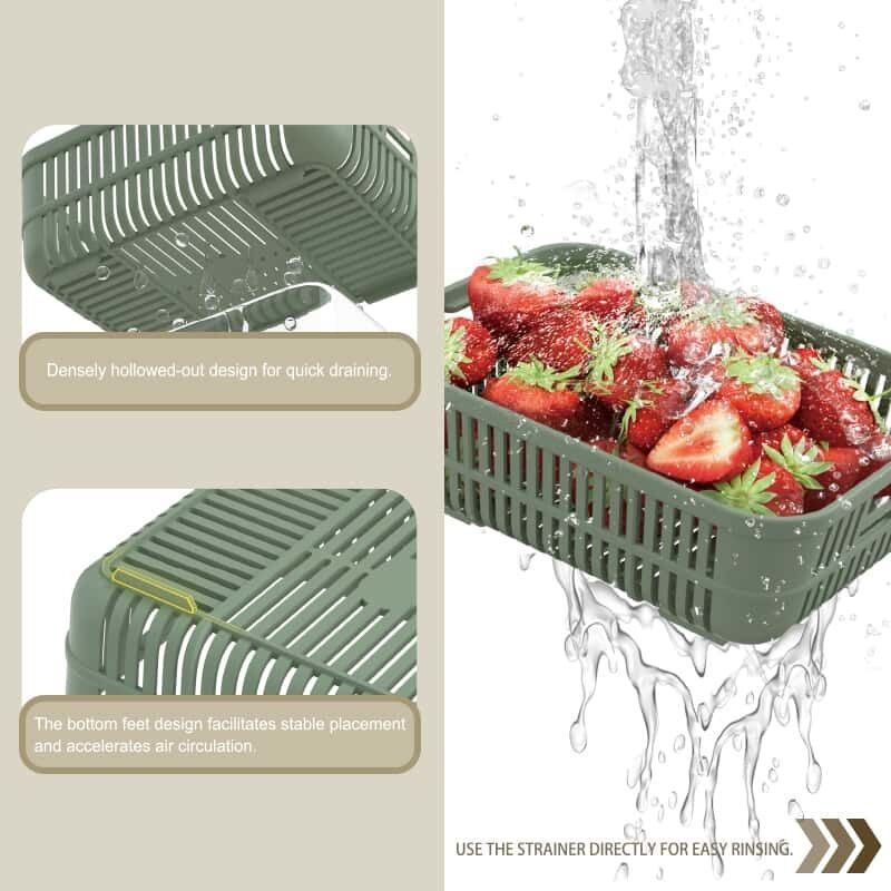 Airtight Borosilicate Glass Food Storage Container with Removable Colander and Microwave Safe Vented Lid