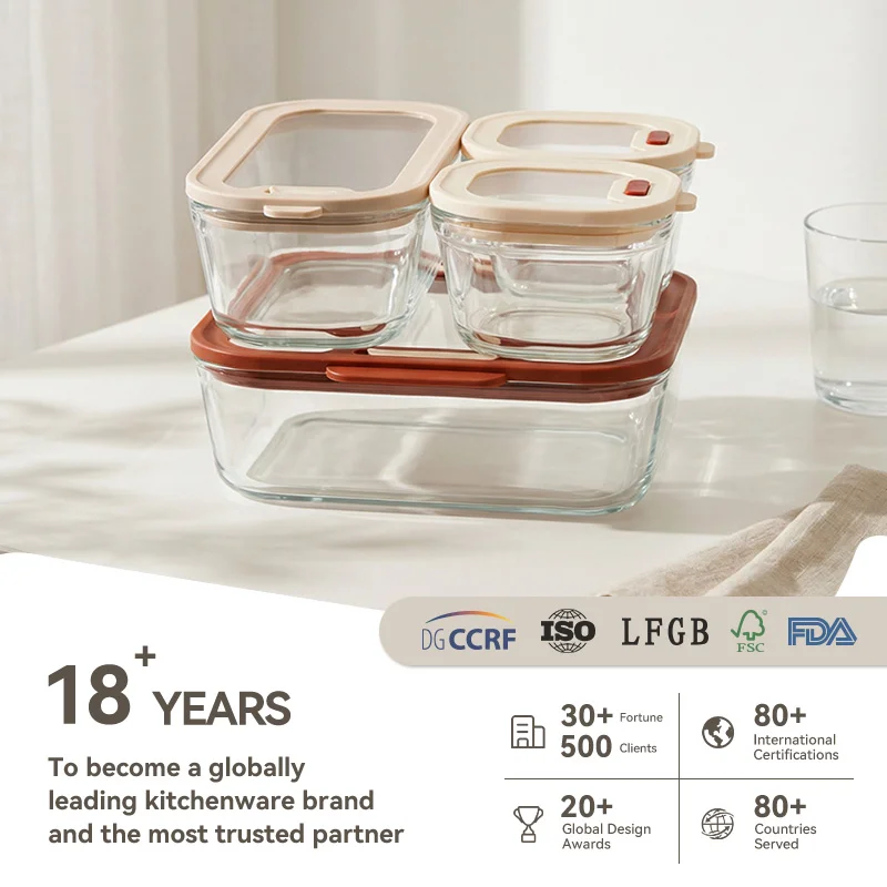 IKOO High Borosilicate Glass Food Container Set 560ml 1370ml