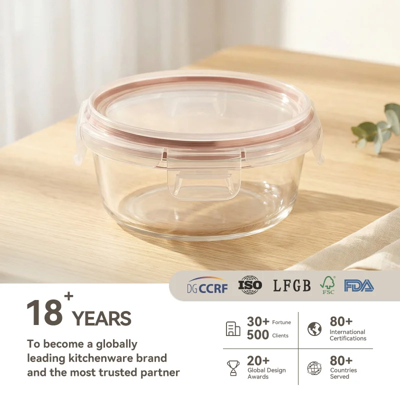 IKOO High Borosilicate Glass Food Container with PP Lid Microwave Safe