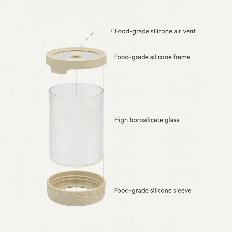 IKOO Borosilicate Glass Canister with Vented Lid and Silicone Base
