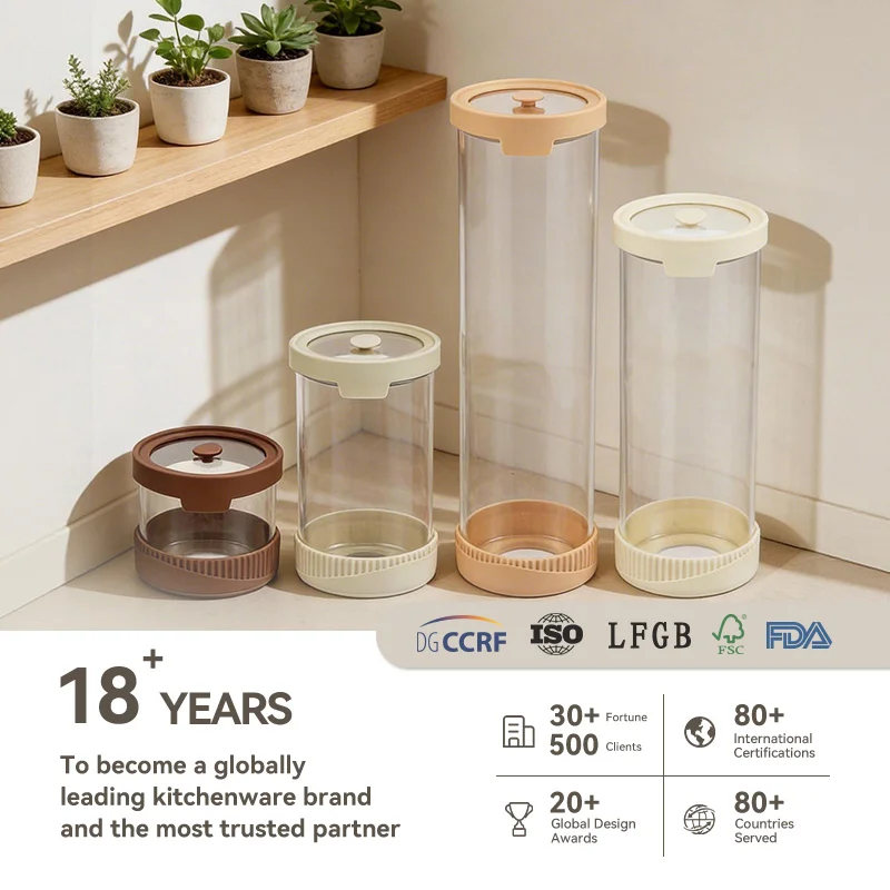 IKOO Borosilicate Glass Canister with Vented Lid and Silicone Base