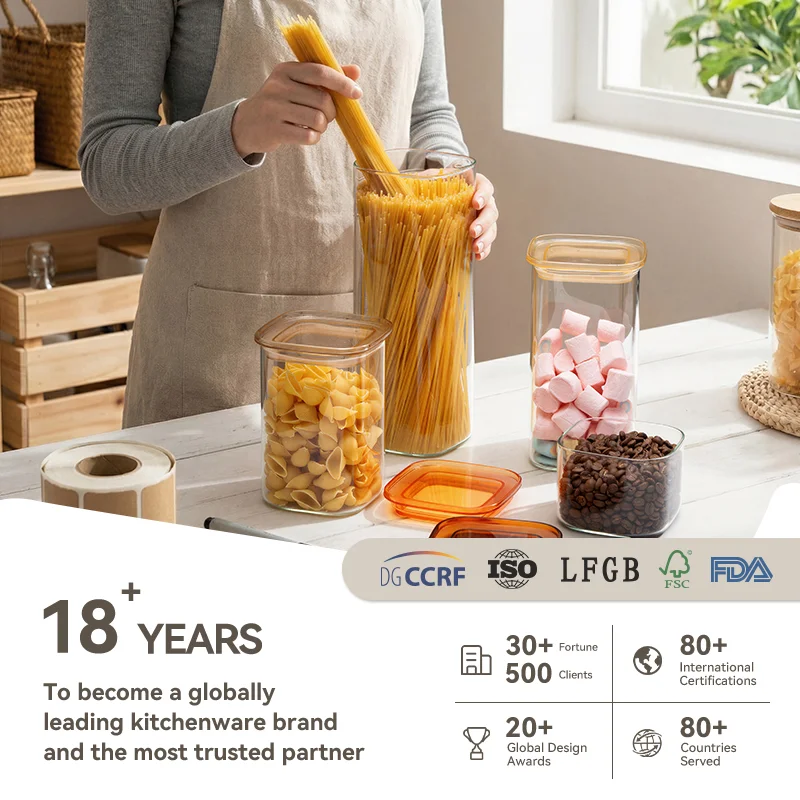 Certified Quality Borosilicate Glass Food Storage Jar for Kitchen