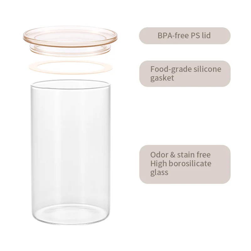 Certified Quality Borosilicate Glass Food Storage Jar for Kitchen