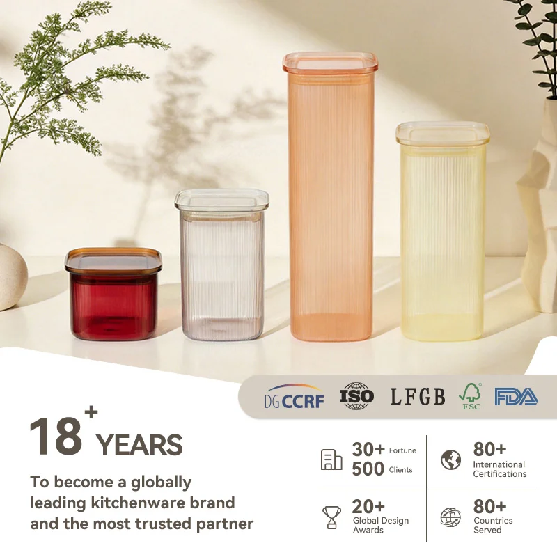 High Borosilicate Glass Canister with PS Lid for Kitchen Storage