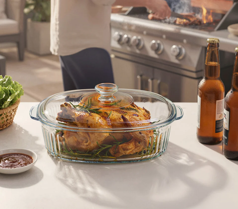 IKOO Lead-Free High Borosilicate Glass Casserole Dish with Lid
