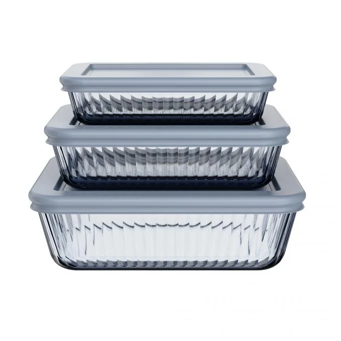 Color Sprayed Glass Food Container Glass Food Storage Box With PE Lid 1