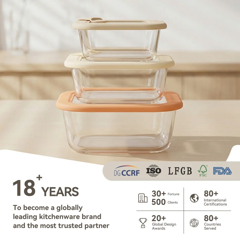Customizable Microwave Safe Leak-Proof Plastic Free Glass Food Storage Container