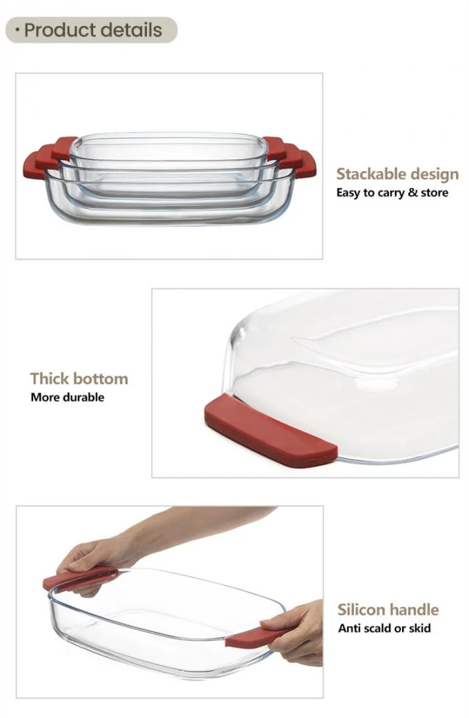 Dishwasher Safe Heat Resistant Eco-Friendly Borosilicate Glass Baking Dish Set with Handle 1