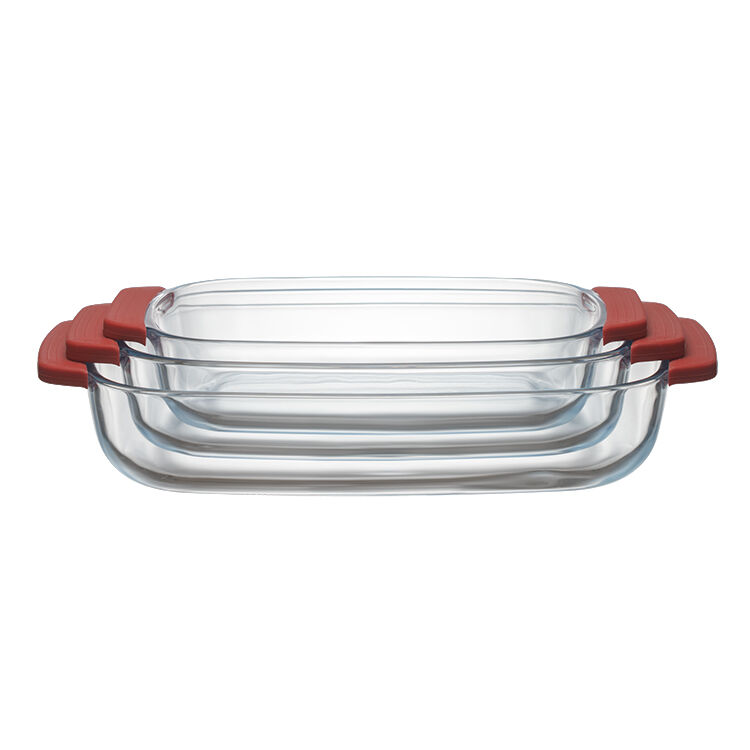 Dishwasher Safe Heat Resistant Eco-Friendly Borosilicate Glass Baking Dish Set with Handle