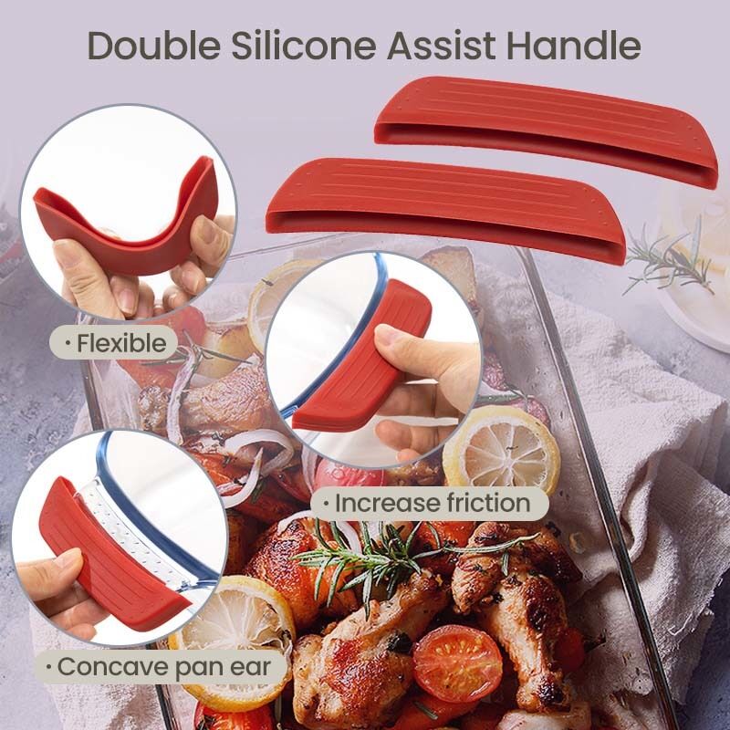 Dishwasher Safe Heat Resistant Eco-Friendly Borosilicate Glass Baking Dish Set with Handle