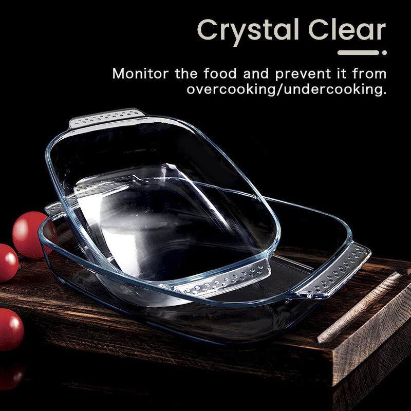 Dishwasher Safe Heat Resistant Eco-Friendly Borosilicate Glass Baking Dish Set with Handle