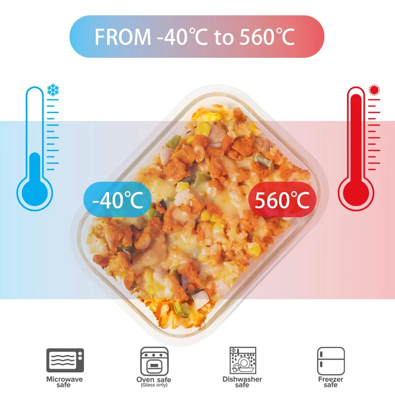 IKOO Custom Colored Stackable Glass Food Container with Locking Lid