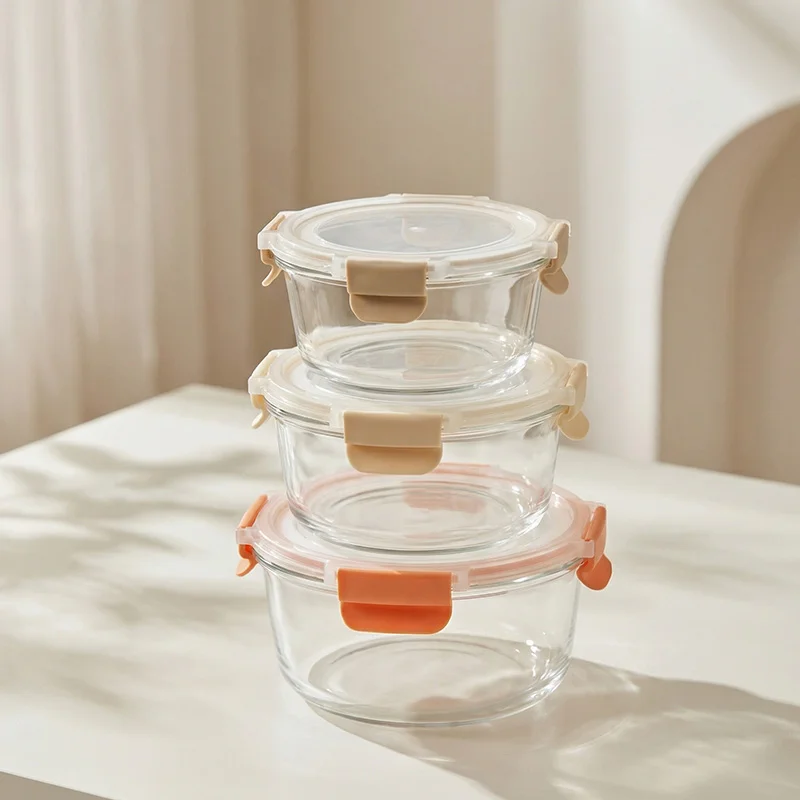 IKOO Custom Colored Stackable Glass Food Container with Locking Lid