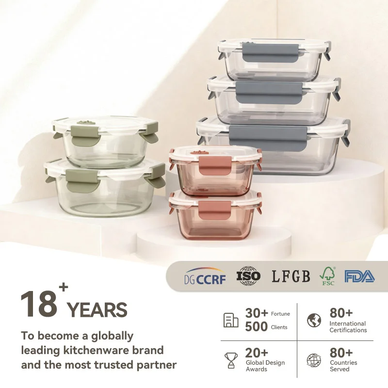 IKOO Wholesale Color Sprayed Glass Food Container with Vented Snap Lock Lid