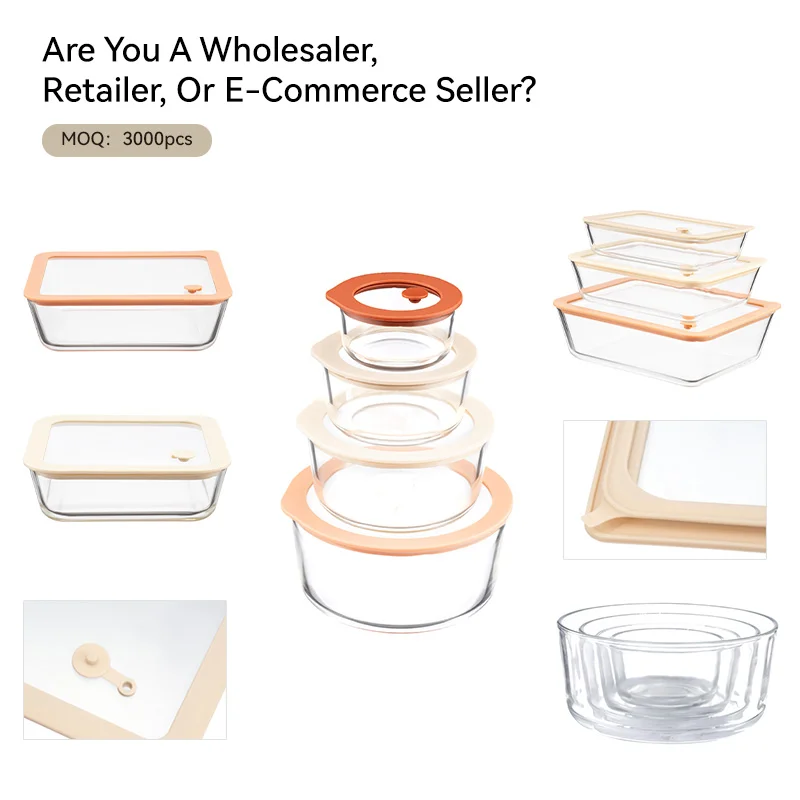 IKOO Oven Safe Dishwasher Safe Freezer Safe Glass Food Storage Container with Silicone Framed Glass Lid