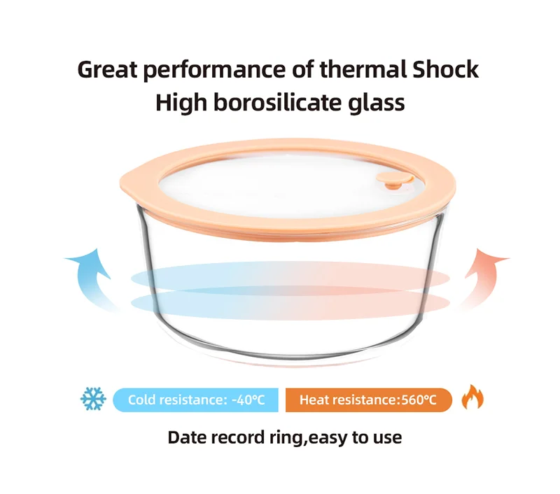 IKOO Oven Safe Dishwasher Safe Freezer Safe Glass Food Storage Container with Silicone Framed Glass Lid
