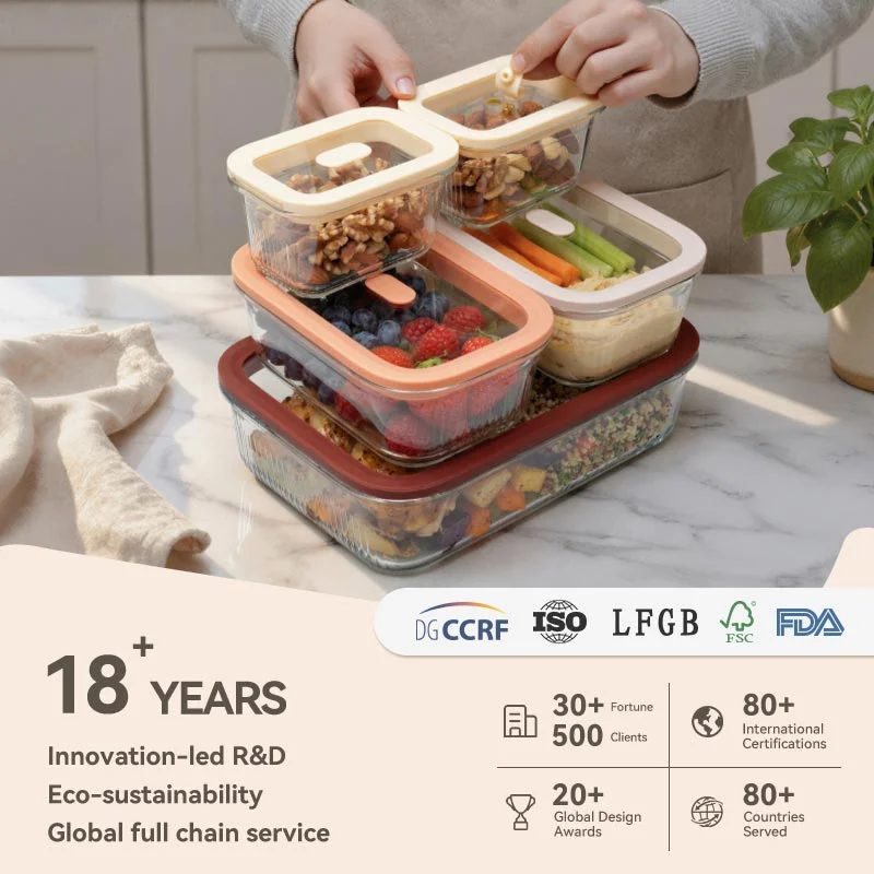 IKOO Nestable Stackable Glass Food Storage Containers Factories
