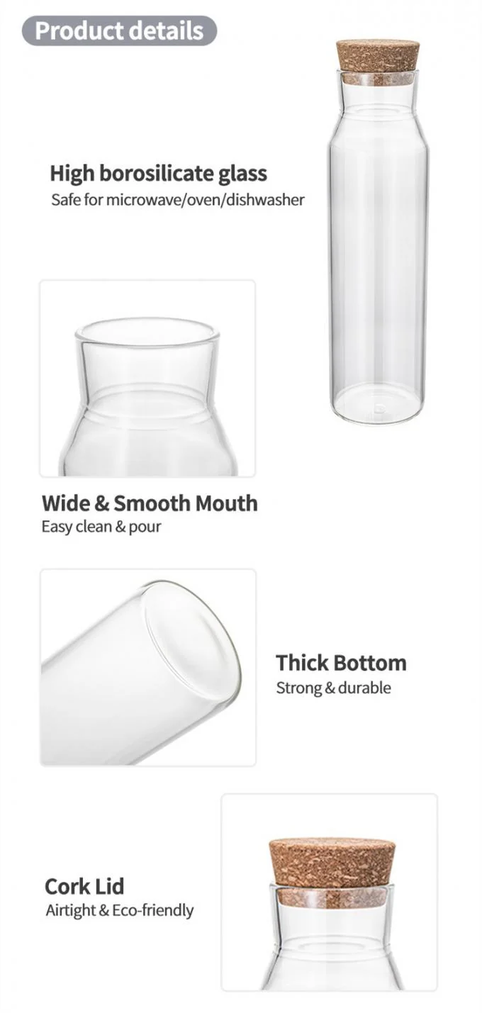 High Borosilicate Glass Carafe with Cork Stopper – Dishwasher Safe Beverage Pitcher for Wine, Coffee, and Juice 1