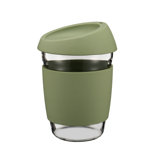 IKOO Reusable Leak-proof Glass Coffee Mug with Lid Lock