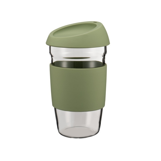 IKOO Reusable Leak-proof Glass Coffee Mug with Lid Lock
