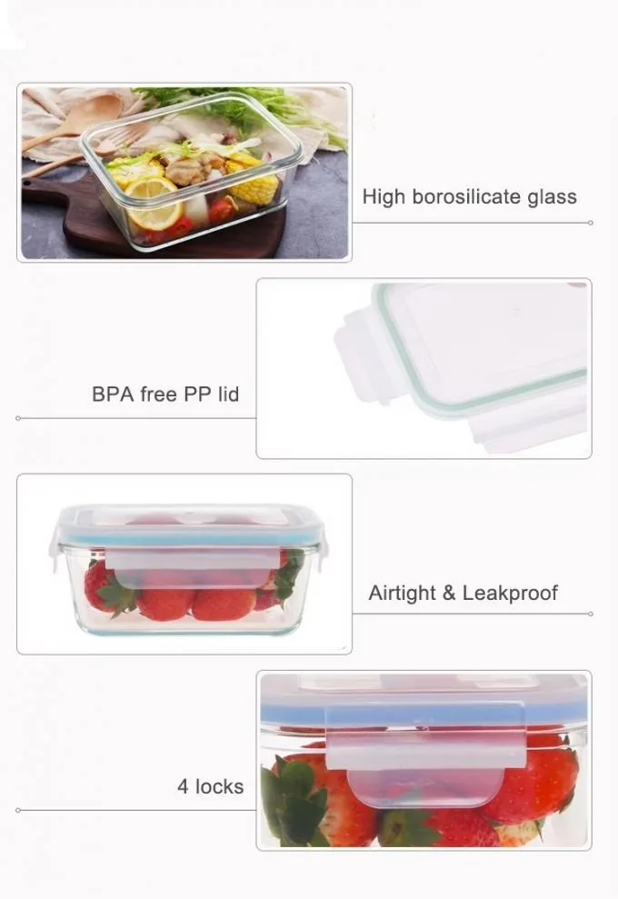 High Borosilicate Glass Food Container with Airtight Lids and Microwave Safe for Meal Prep and Storage 1