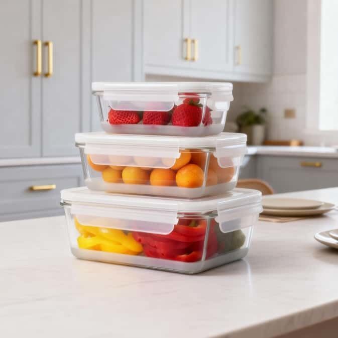 High Borosilicate Glass Food Container with Airtight Lids and Microwave Safe for Meal Prep and Storage