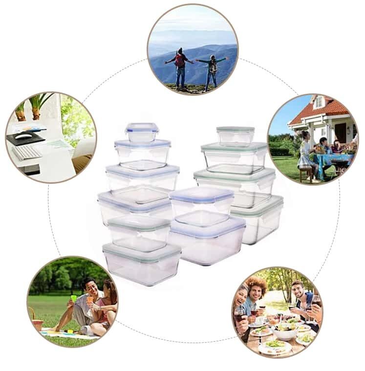 High Borosilicate Glass Food Container with Airtight Lids and Microwave Safe for Meal Prep and Storage