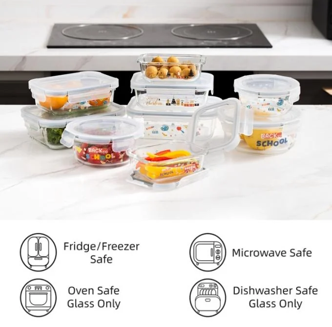 High Borosilicate Glass Food Container with BPA-Free PP Lid and Microwave Safe Custom Glass Container 0